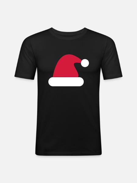 Santa hat, Santa Claus hat - Men's Slim Fit T-Shirt - black