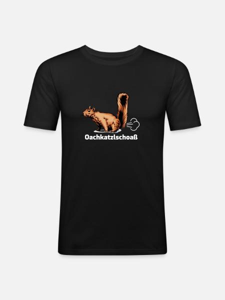 Oachkatzlschoaß - Männer Slim Fit T-Shirt - Schwarz