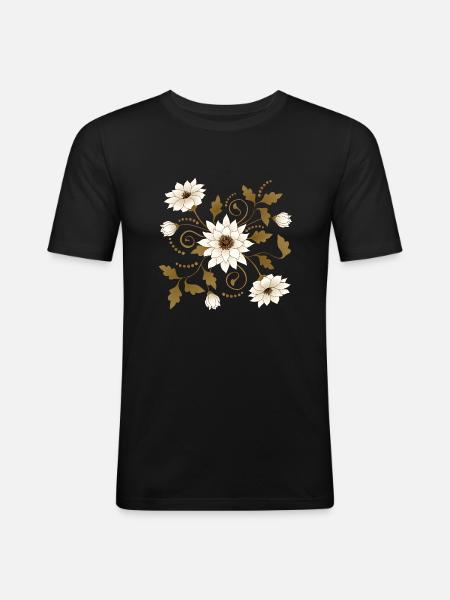 Fleurs - T-shirt près du corps Homme - noir