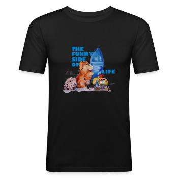 The Funny Side of Life - Männer Slim Fit T-Shirt - Schwarz - Vorne - Nik (191cm)