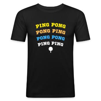 PING PONG HUMOUR PONG PING PONG PONG PING PING - T-shirt près du corps Homme - noir - Devant - Nik (191cm)