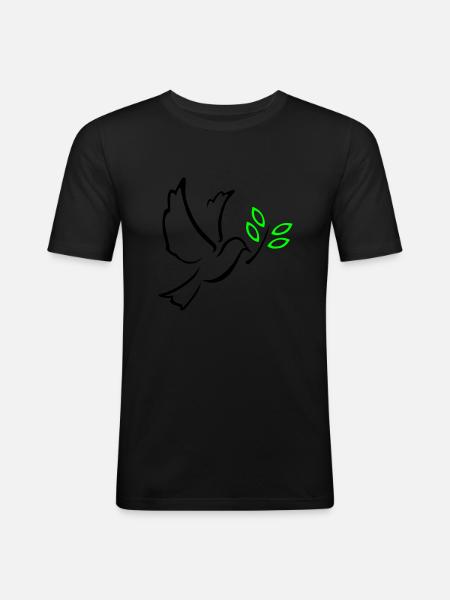 Friedenstaube - Männer Slim Fit T-Shirt - Schwarz