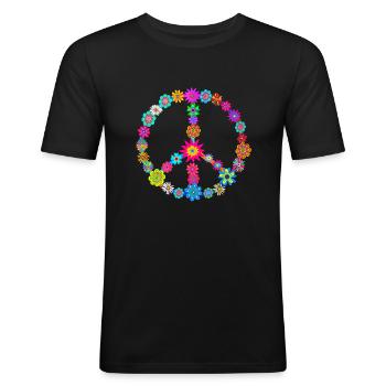 Fred symbole blommor - T-shirt près du corps Homme - noir - Devant - Nik (191cm)