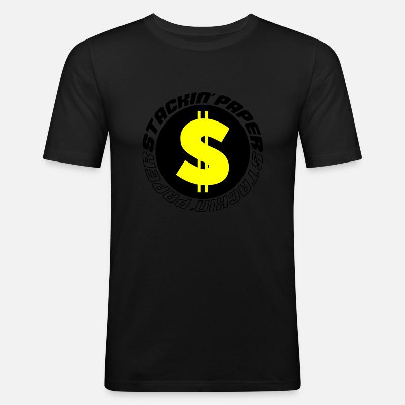 stackin paper 002 - Männer Slim Fit T-Shirt - Schwarz