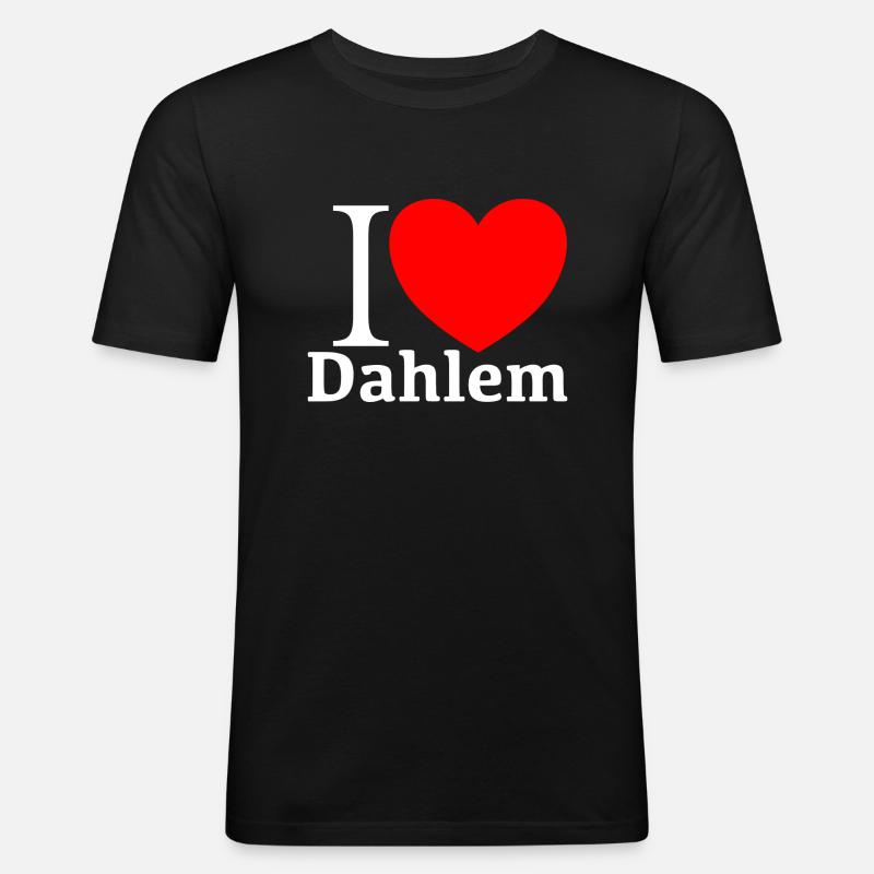 I LOVE Dahlem (Berlin) - Männer Slim Fit T-Shirt - Schwarz