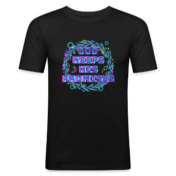 God Keeps His Promises 2 - Männer Slim Fit T-Shirt - Schwarz - Vorne - Nik (191cm)