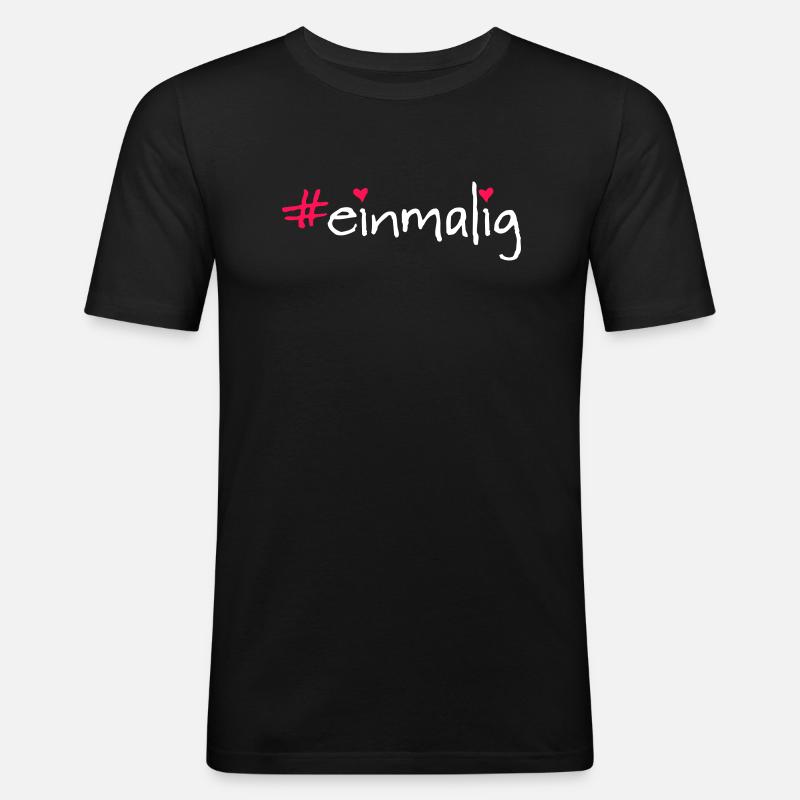 #einmalig - Männer Slim Fit T-Shirt - Schwarz