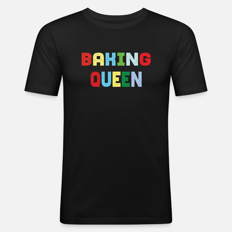 Baking Queen - Männer Slim Fit T-Shirt - Schwarz