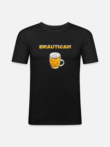 Bräutigam Bierkrug - Männer Slim Fit T-Shirt - Schwarz