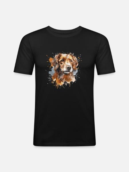 Hundeshirt - Männer Slim Fit T-Shirt - Schwarz