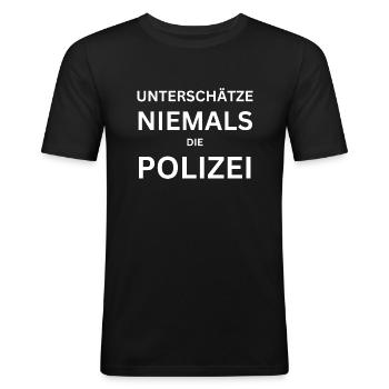 Polizei - Männer Slim Fit T-Shirt - Schwarz - Vorne - Nik (191cm)
