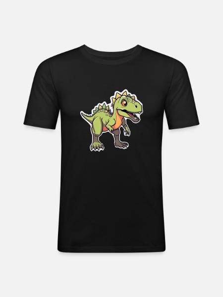 Karikatur-Dinosaurier - Männer Slim Fit T-Shirt - Schwarz