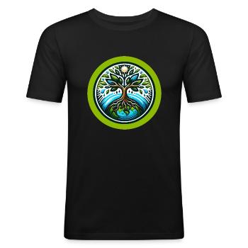 Baum des Lebens - Männer Slim Fit T-Shirt - Schwarz - Vorne - Nik (191cm)