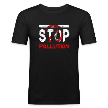 Stopping pollution - Men's Slim Fit T-Shirt - black - Front - Nik (191cm)