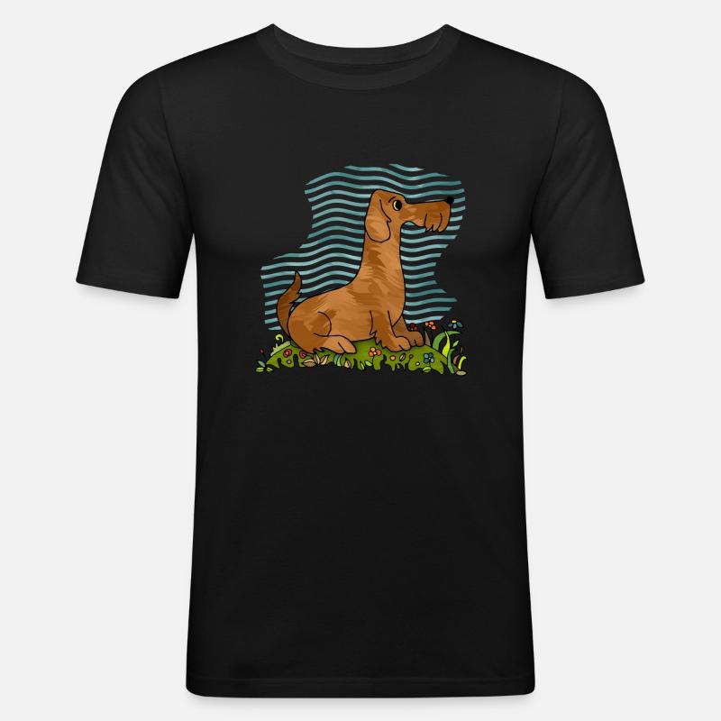 Hund - Männer Slim Fit T-Shirt - Schwarz