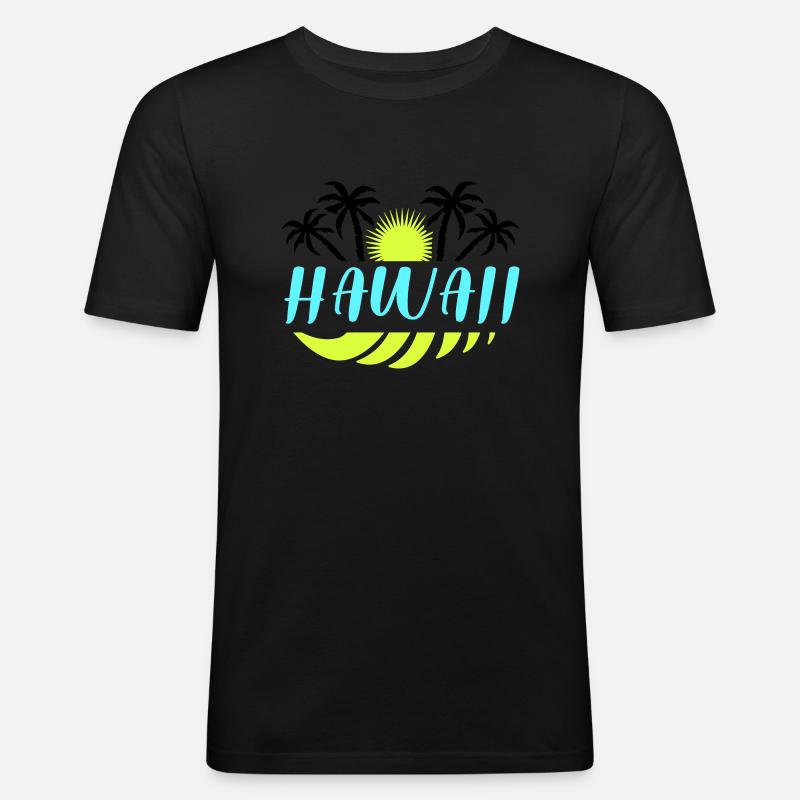 hawaii - Männer Slim Fit T-Shirt - Schwarz