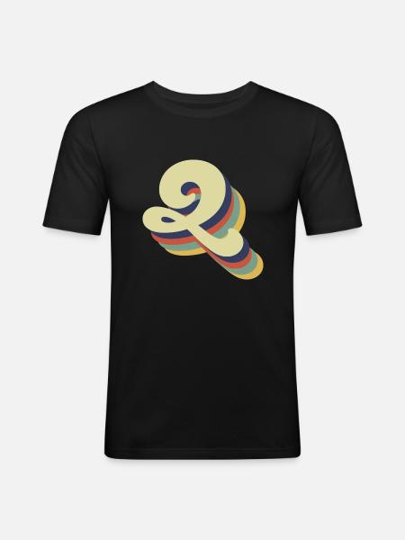 Retro Q Buchstabe - Männer Slim Fit T-Shirt - Schwarz
