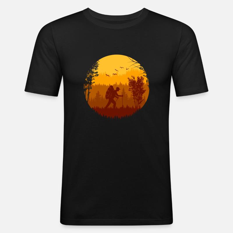 Wanderreise - Männer Slim Fit T-Shirt - Schwarz