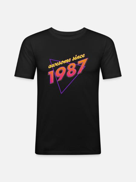 Rétro - Awesome since 1987 - T-shirt près du corps Homme - noir