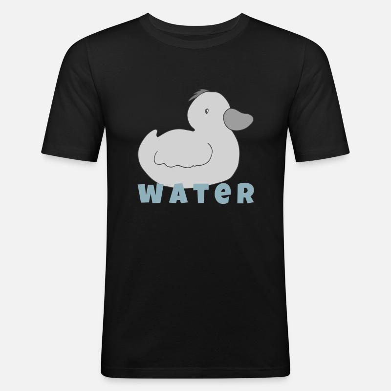 entchen water - Männer Slim Fit T-Shirt - Schwarz