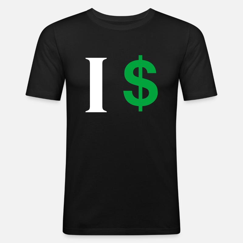 Buchstabe i Dollar - Männer Slim Fit T-Shirt - Schwarz