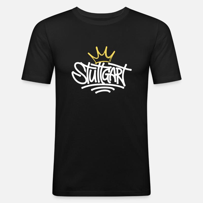 Stuttgart Graffiti - Männer Slim Fit T-Shirt - Schwarz