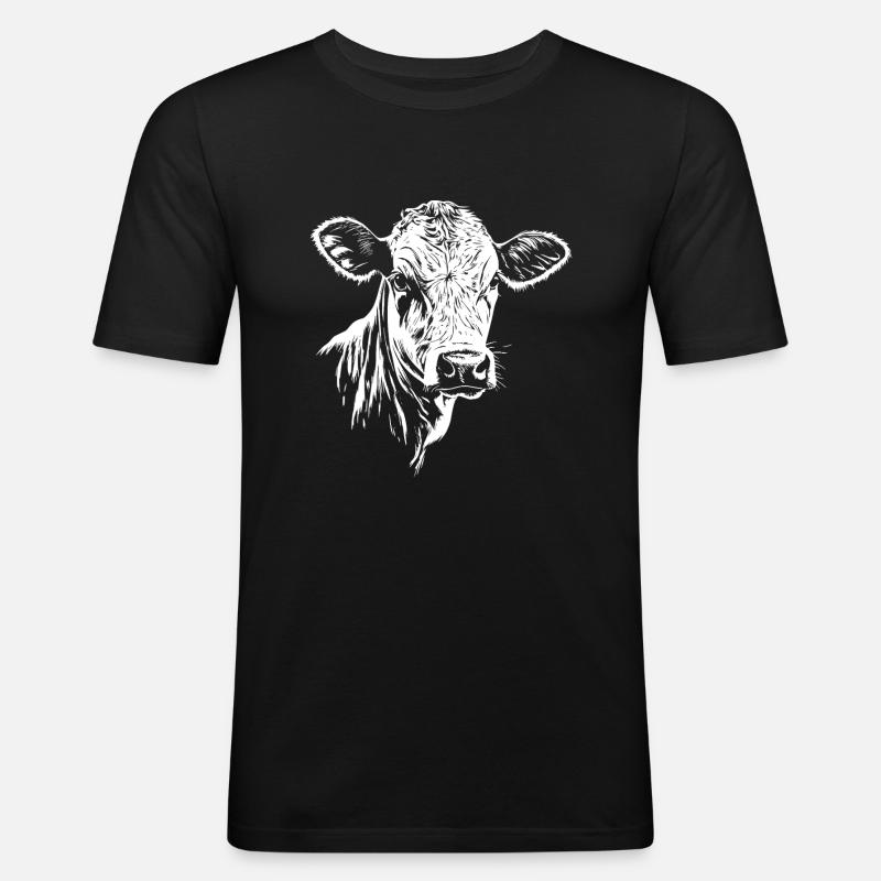 Kuh Graphic - Männer Slim Fit T-Shirt - Schwarz