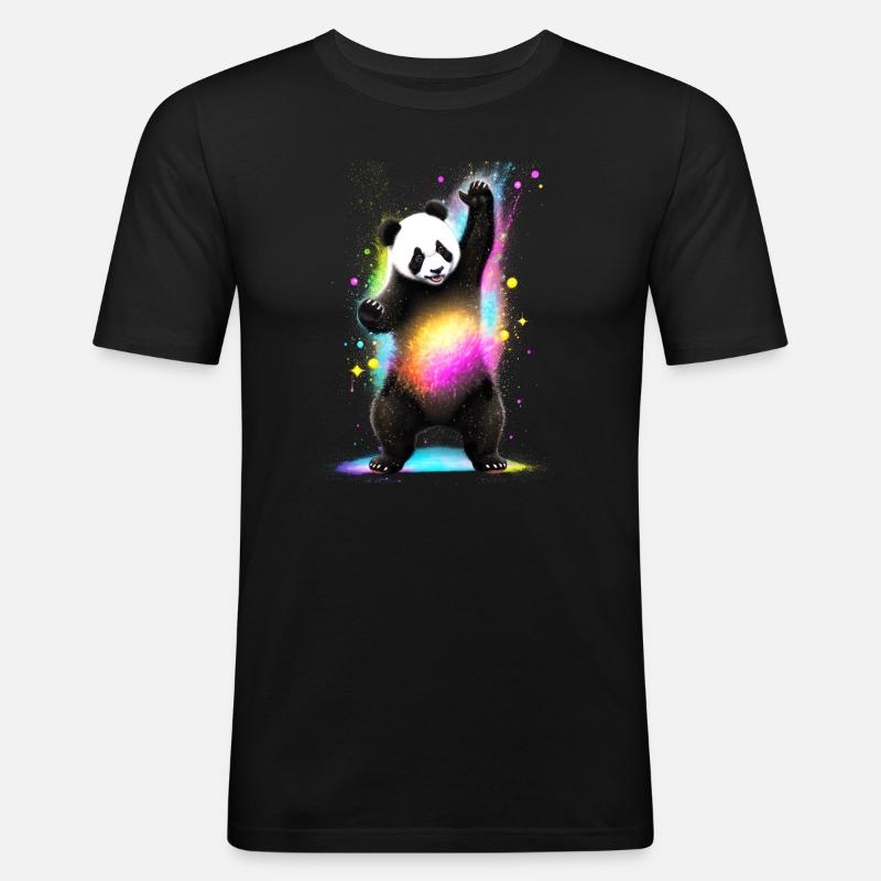 Tanzpanda - Männer Slim Fit T-Shirt - Schwarz
