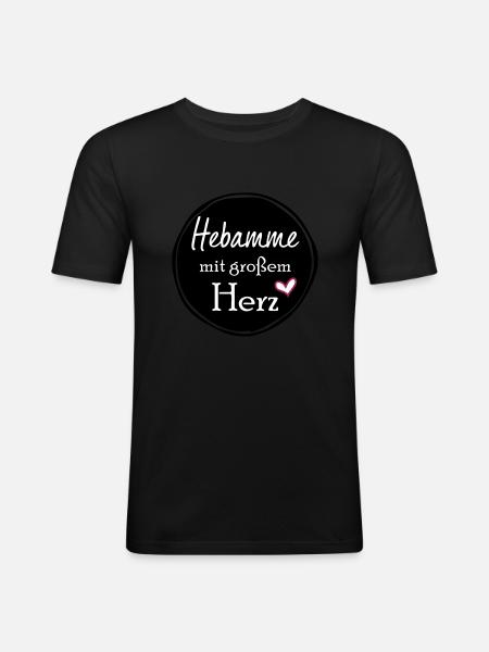 Hebamme mit großem Herz - Männer Slim Fit T-Shirt - Schwarz