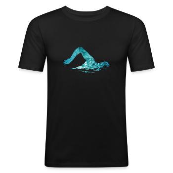 Schwimmer Schwimmen Sport Geschenk - Männer Slim Fit T-Shirt - Schwarz - Vorne - Nik (191cm)