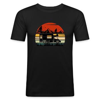camping car vintage sunset retro - T-shirt près du corps Homme - noir - Devant - Nik (191cm)