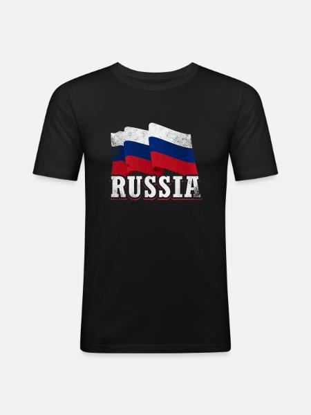 Russia flag - Men's Slim Fit T-Shirt - black