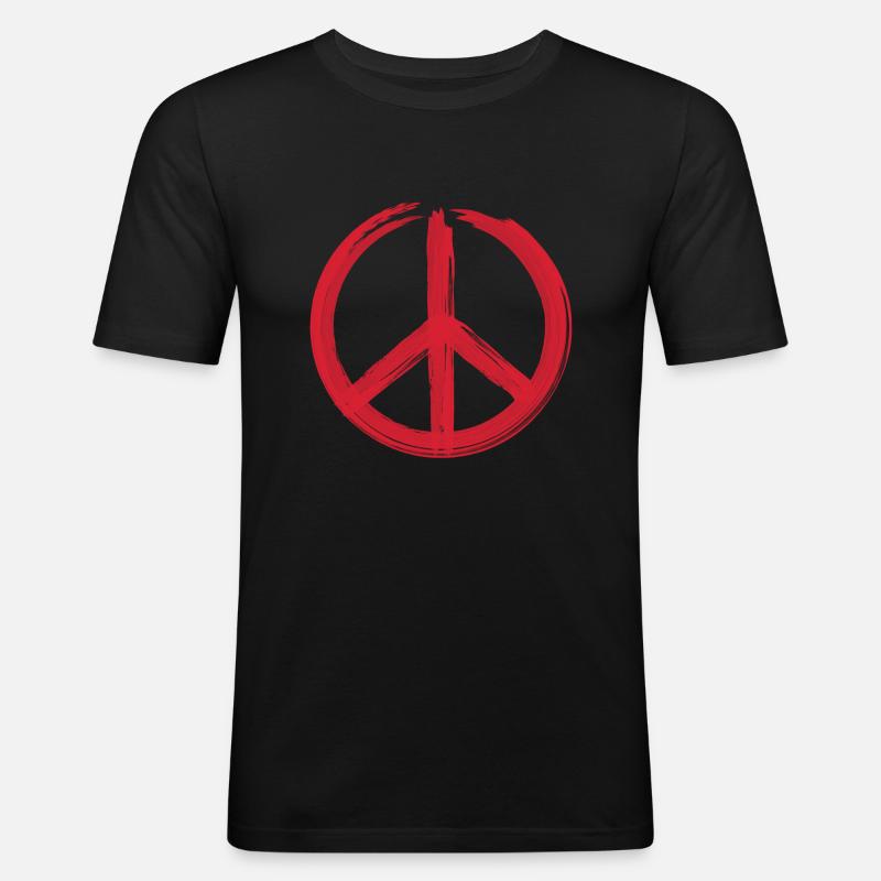 Peace Zeichen - Frieden Zeichen - Logo - Männer Slim Fit T-Shirt - Schwarz
