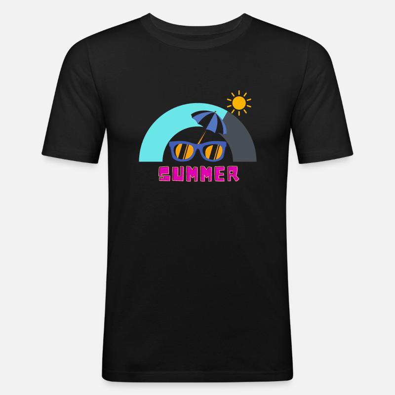 Sonniger Sommer und Freizeit - Männer Slim Fit T-Shirt - Schwarz