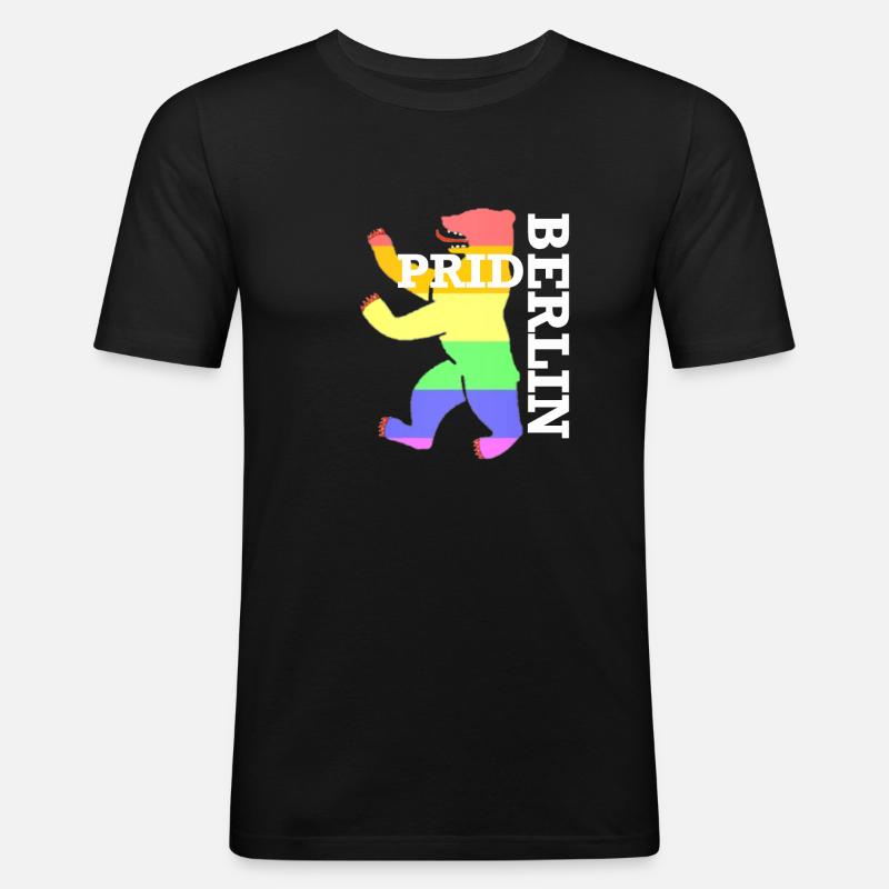 LGBT Berlin Pride Bär - Männer Slim Fit T-Shirt - Schwarz