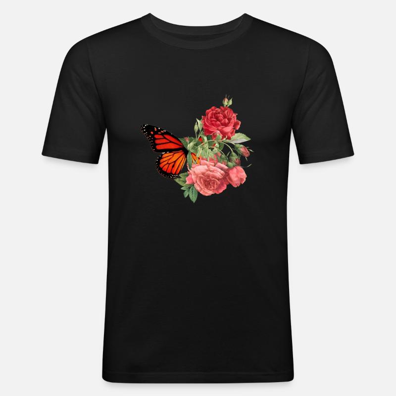 Schmetterlingsblume - Männer Slim Fit T-Shirt - Schwarz