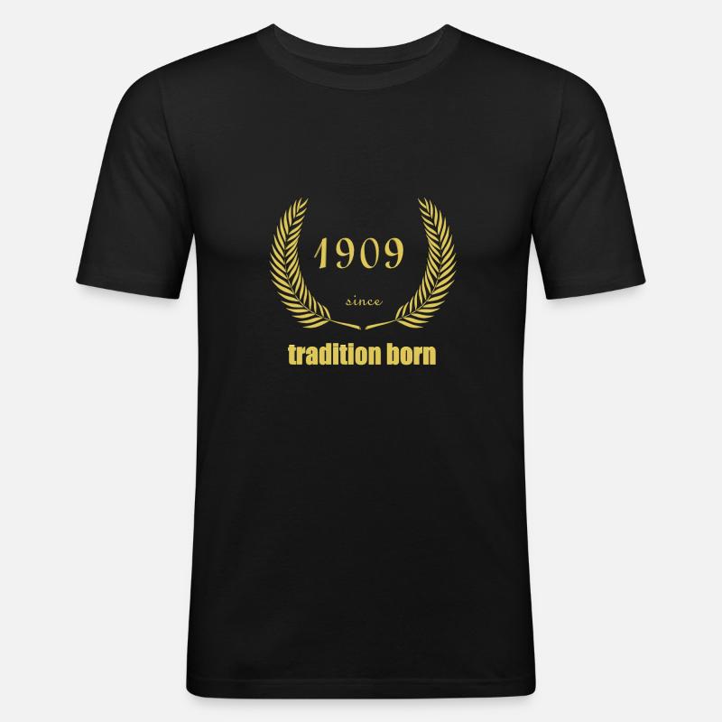 Tradition Born 1909 - Männer Slim Fit T-Shirt - Schwarz