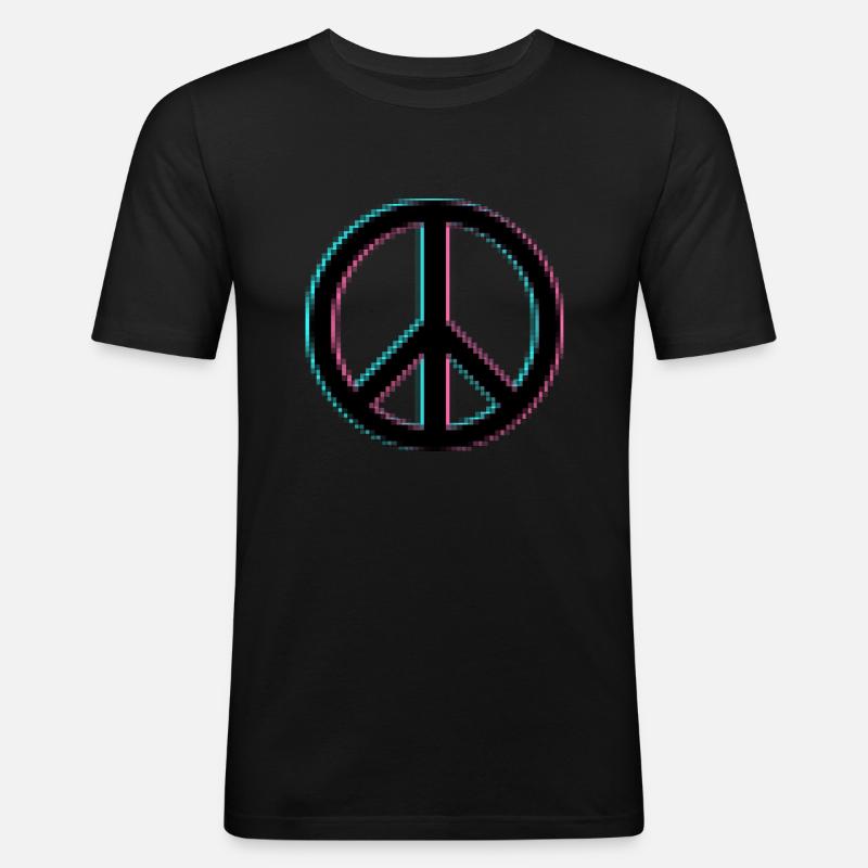 PEACE PIXEL - Männer Slim Fit T-Shirt - Schwarz