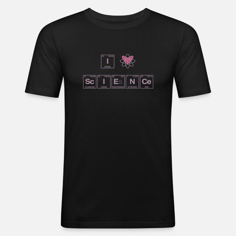 I LOVE SCIENCE - Elemente Perdiodensystem - Männer Slim Fit T-Shirt - Schwarz