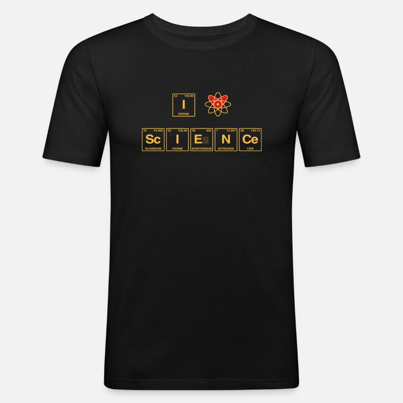 I LOVE SCIENCE - Elemente Perdiodensystem - Männer Slim Fit T-Shirt - Schwarz