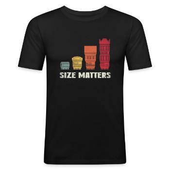 Size Matters - Männer Slim Fit T-Shirt - Schwarz - Vorne - Nik (191cm)