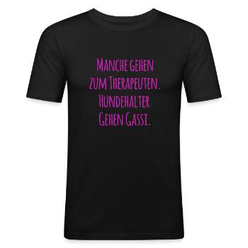 Hundehalter - Männer Slim Fit T-Shirt - Schwarz - Vorne - Nik (191cm)