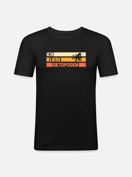 Tintenfisch Oktopus - Männer Slim Fit T-Shirt - Schwarz