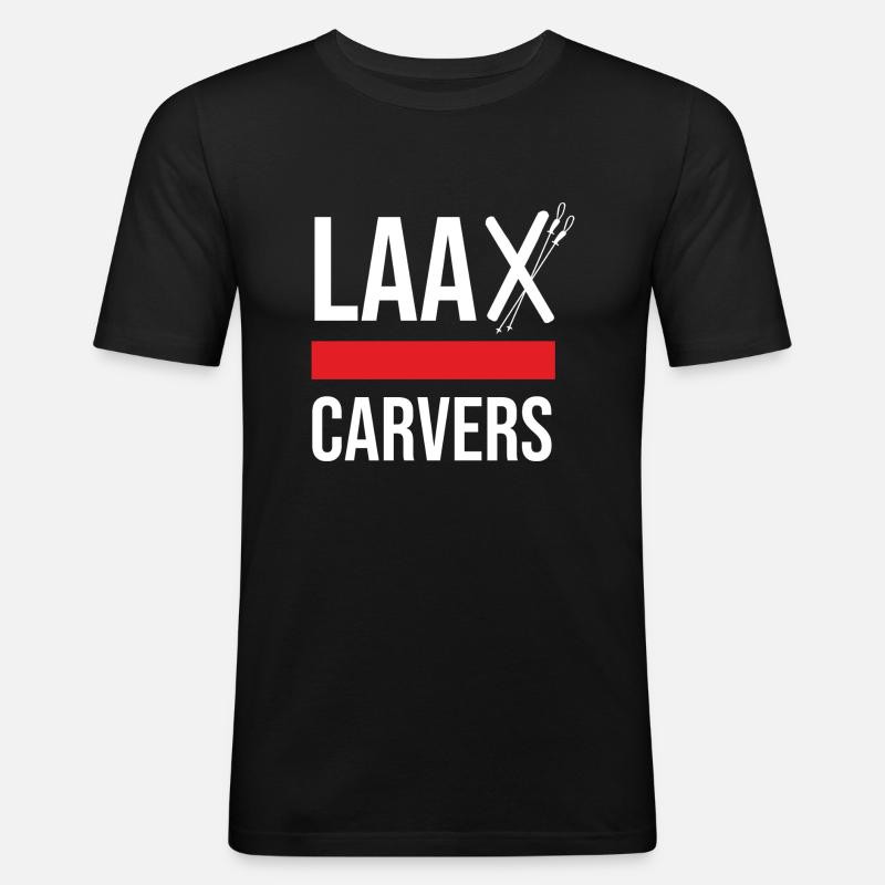 Laax Carvers - Männer Slim Fit T-Shirt - Schwarz