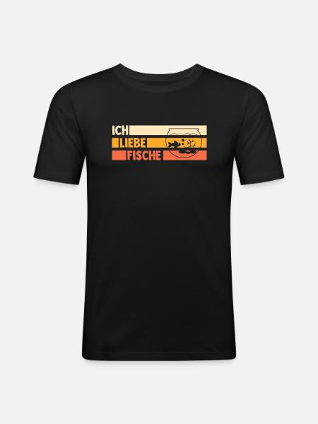 Aquarium Aquaristik Fische - Männer Slim Fit T-Shirt - Schwarz