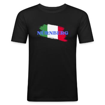Nürnberg - Männer Slim Fit T-Shirt - Schwarz - Vorne - Nik (191cm)