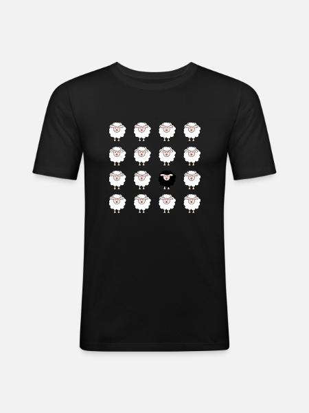 Schaf - Männer Slim Fit T-Shirt - Schwarz
