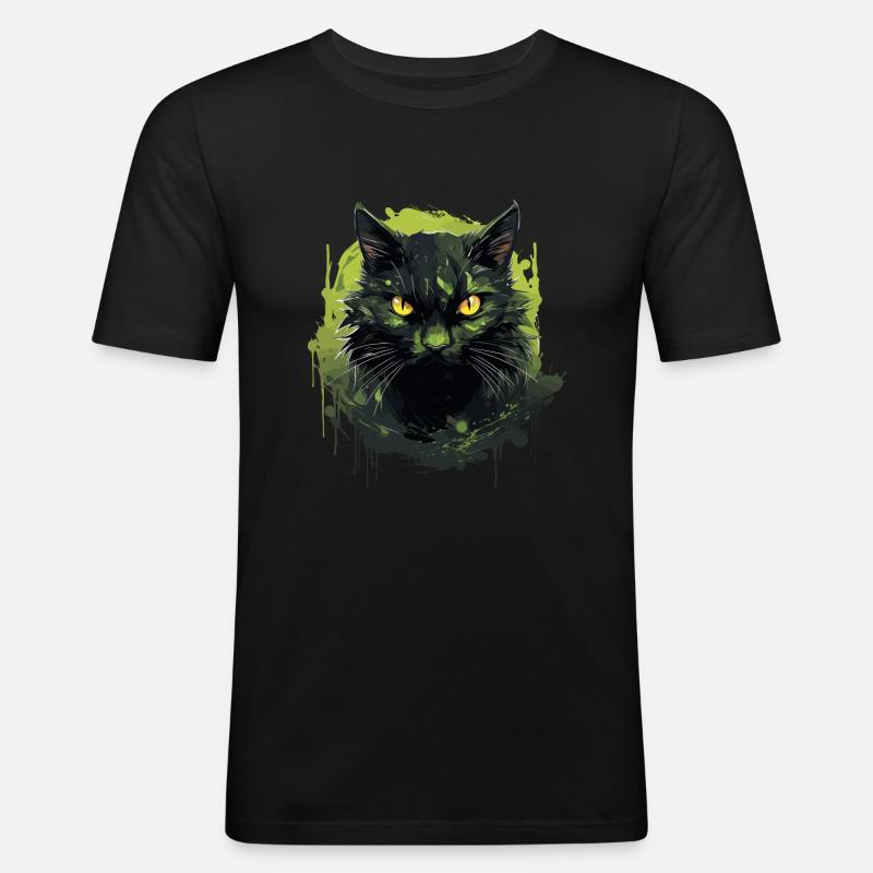 Cooles Katzen Design - Männer Slim Fit T-Shirt - Schwarz