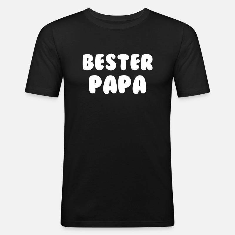 Bester Papa Weiß - Männer Slim Fit T-Shirt - Schwarz