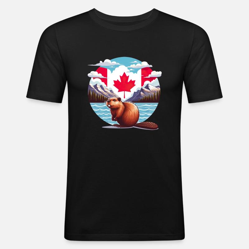 Kanada Bieber 6 - Männer Slim Fit T-Shirt - Schwarz